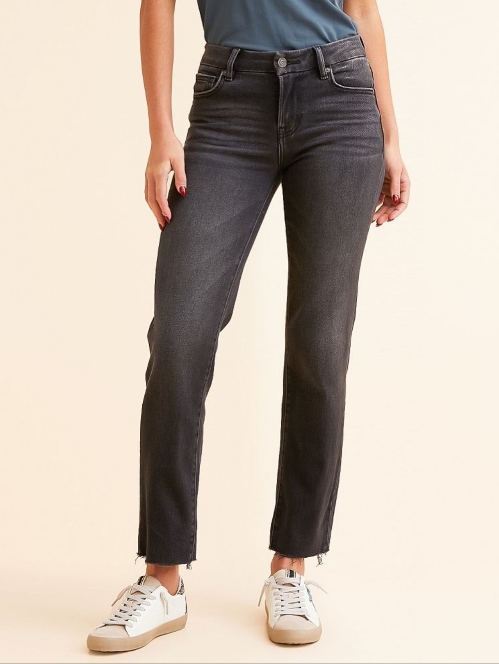 High-Rise Black Straight Flare Jeans
